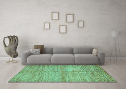 Machine Washable Abstract Turquoise Modern Area Rugs in a Living Room,, wshabs5406turq
