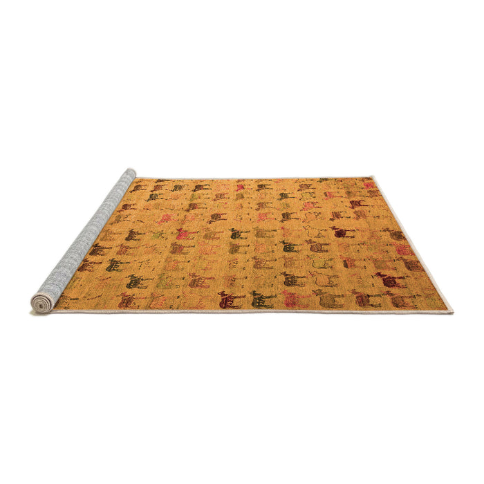 Sideview of Machine Washable Abstract Orange Modern Area Rugs, wshabs5407org
