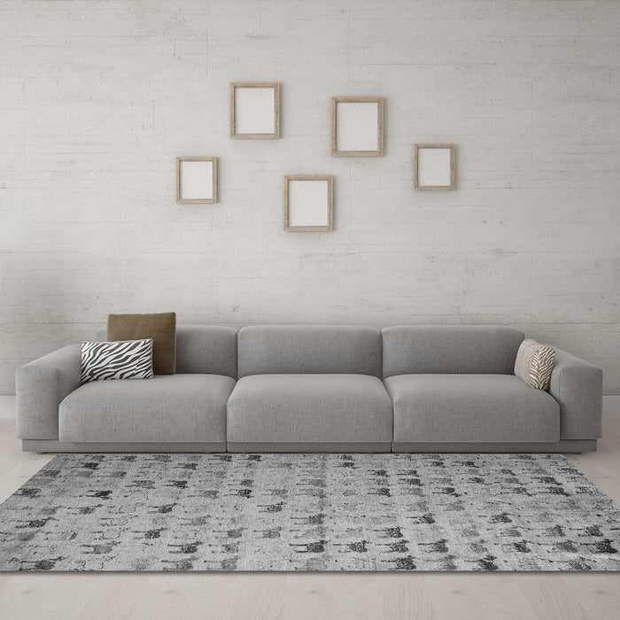 Machine Washable Abstract Gray Modern Rug in a Living Room,, wshabs5407gry