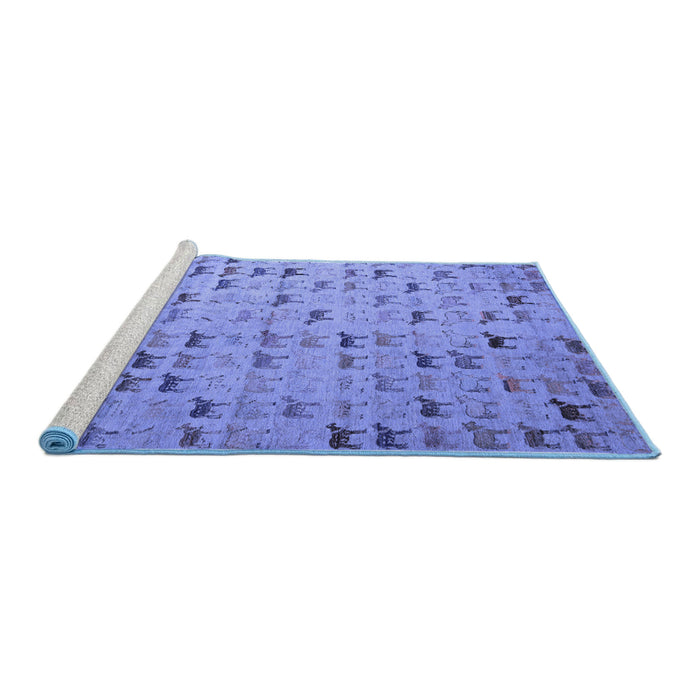 Sideview of Machine Washable Abstract Blue Modern Rug, wshabs5407blu