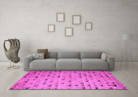 Machine Washable Abstract Pink Modern Rug, wshabs5407pnk