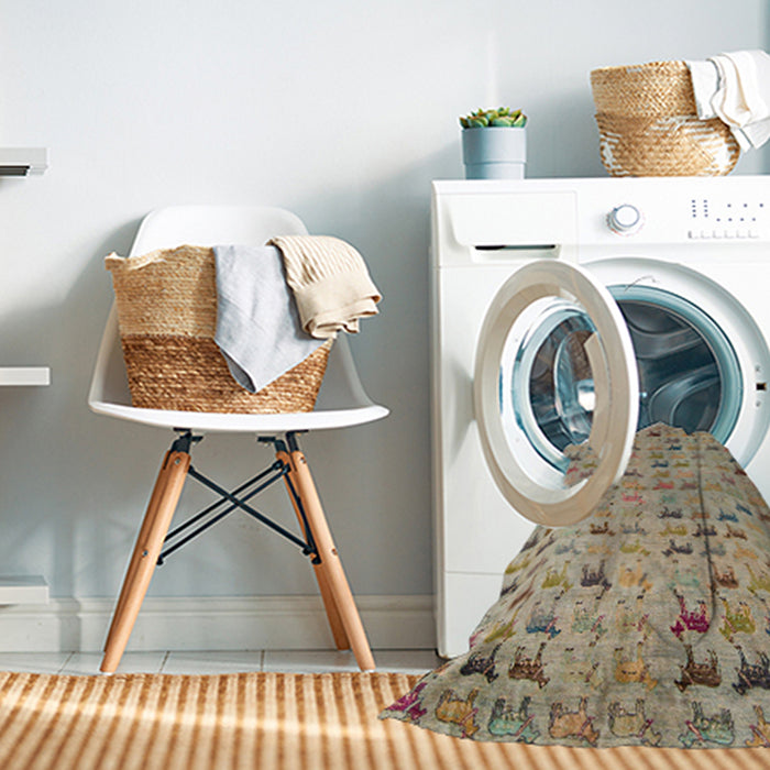 Machine Washable Abstract Dark Khaki Green Rug in a Washing Machine, wshabs5407