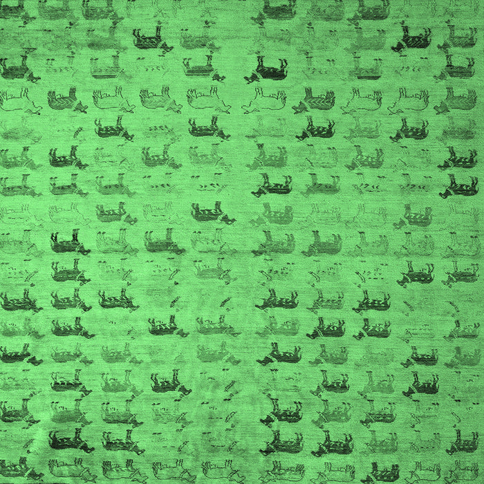 Square Abstract Emerald Green Modern Rug, abs5407emgrn