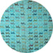 Round Machine Washable Abstract Light Blue Modern Rug, wshabs5407lblu