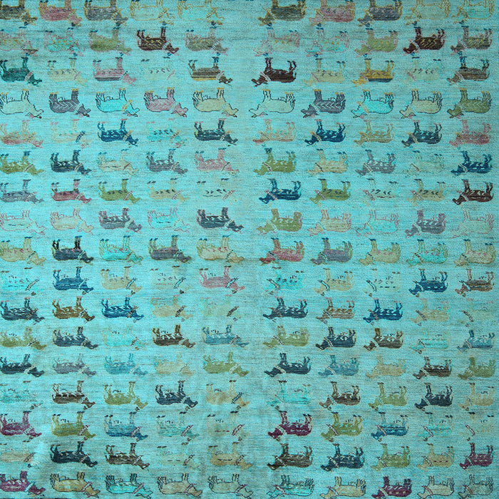 Square Abstract Light Blue Modern Rug, abs5407lblu