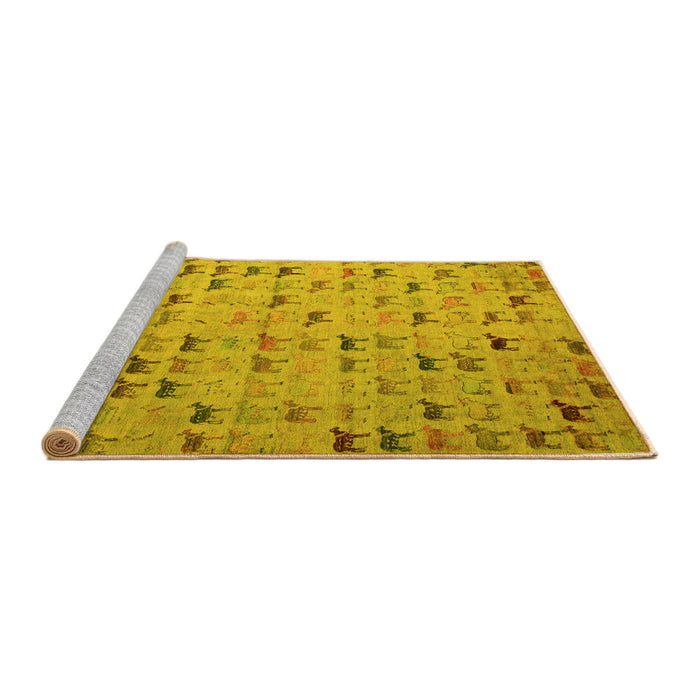 Sideview of Machine Washable Abstract Yellow Modern Rug, wshabs5407yw