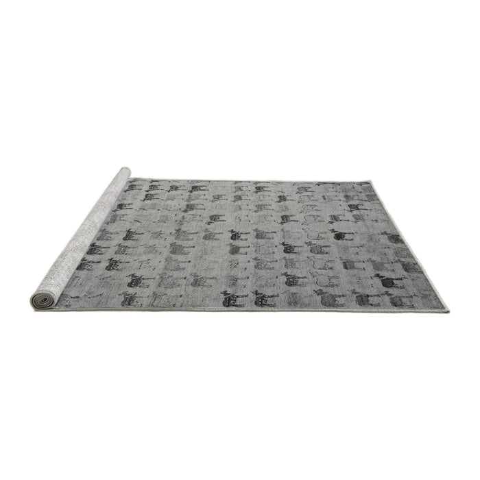 Sideview of Machine Washable Abstract Gray Modern Rug, wshabs5407gry