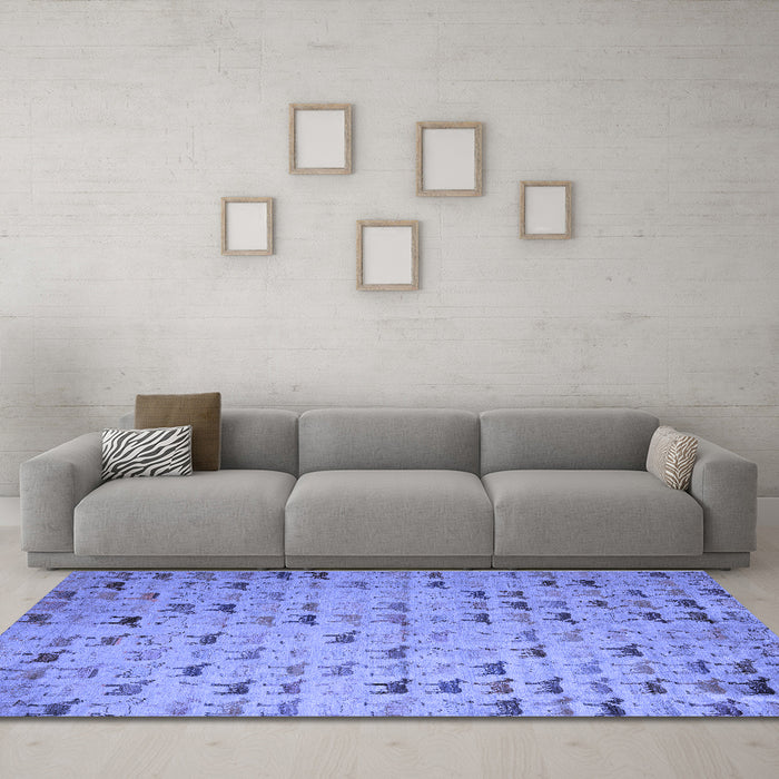 Machine Washable Abstract Blue Modern Rug in a Living Room, wshabs5407blu