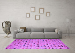 Machine Washable Abstract Purple Modern Area Rugs in a Living Room, wshabs5407pur