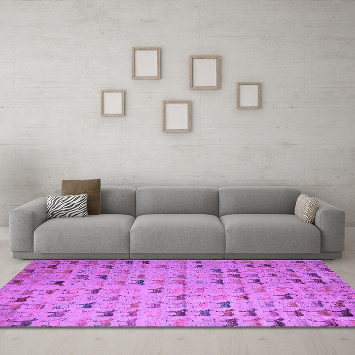 Machine Washable Abstract Purple Modern Area Rugs in a Living Room, wshabs5407pur