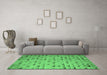 Machine Washable Abstract Emerald Green Modern Area Rugs in a Living Room,, wshabs5407emgrn