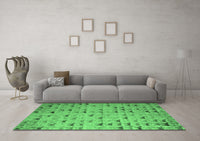 Machine Washable Abstract Emerald Green Modern Rug, wshabs5407emgrn