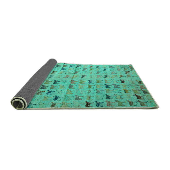Sideview of Abstract Turquoise Modern Rug, abs5407turq