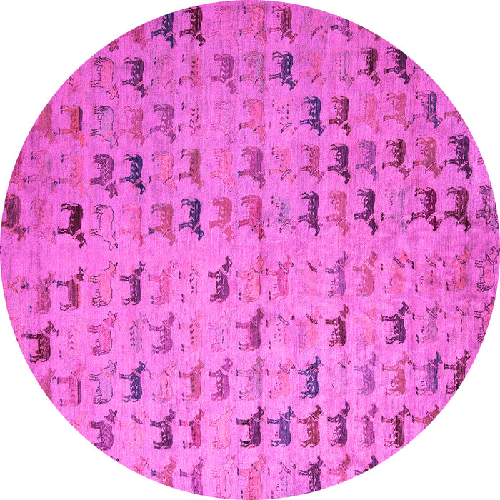 Round Machine Washable Abstract Pink Modern Rug, wshabs5407pnk
