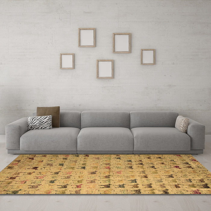 Machine Washable Abstract Brown Modern Rug in a Living Room,, wshabs5407brn