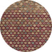 Round Machine Washable Abstract Saffron Red Rug, wshabs5408