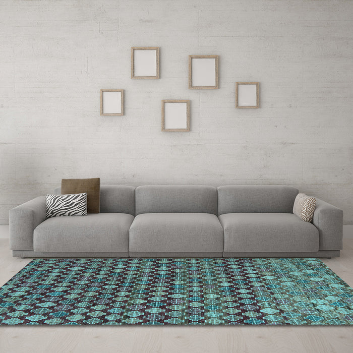 Machine Washable Abstract Light Blue Modern Rug in a Living Room, wshabs5408lblu