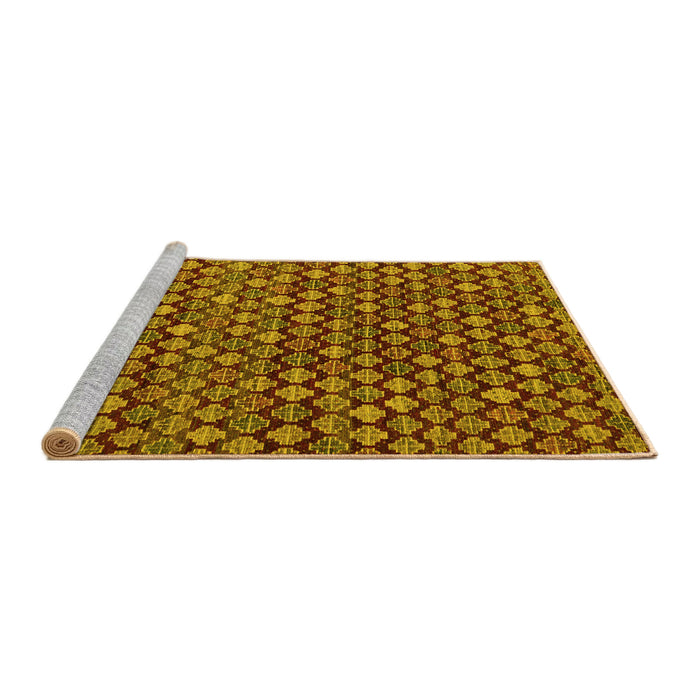 Sideview of Machine Washable Abstract Yellow Modern Rug, wshabs5408yw