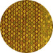 Round Abstract Yellow Modern Rug, abs5408yw