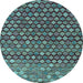 Round Machine Washable Abstract Light Blue Modern Rug, wshabs5408lblu