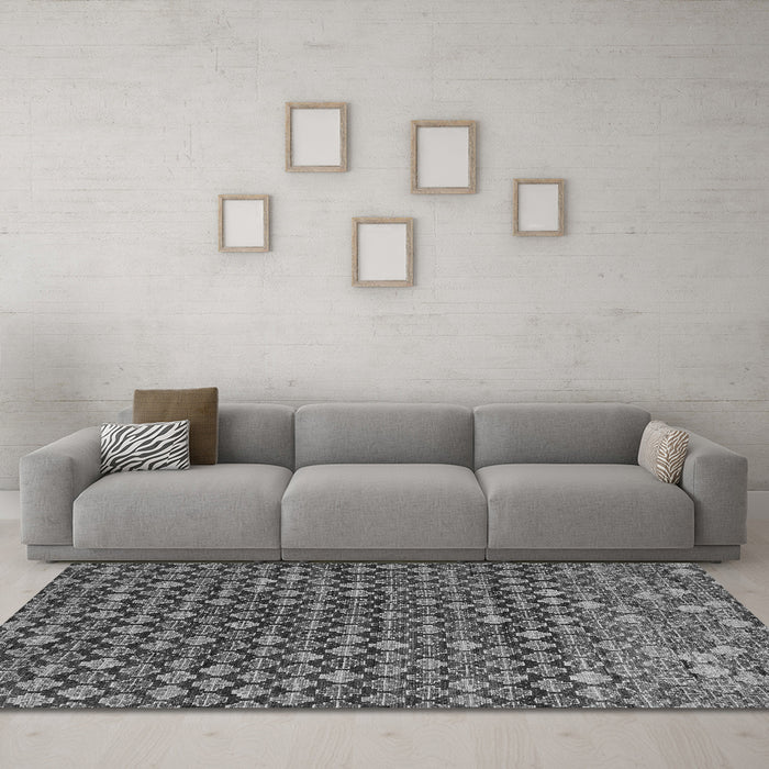Machine Washable Abstract Gray Modern Rug in a Living Room,, wshabs5408gry