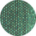 Round Abstract Turquoise Modern Rug, abs5408turq