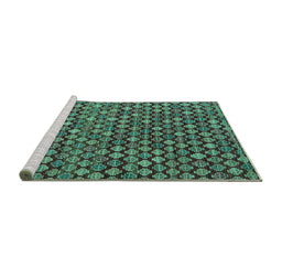 Sideview of Machine Washable Abstract Turquoise Modern Area Rugs, wshabs5408turq