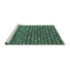 Sideview of Machine Washable Abstract Turquoise Modern Area Rugs, wshabs5408turq