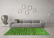 Machine Washable Abstract Green Modern Area Rugs in a Living Room,, wshabs5408grn