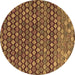 Round Machine Washable Abstract Brown Modern Rug, wshabs5408brn