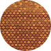 Round Machine Washable Abstract Orange Modern Area Rugs, wshabs5408org