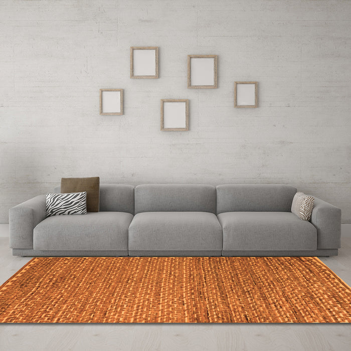 Machine Washable Abstract Orange Modern Area Rugs in a Living Room, wshabs5409org