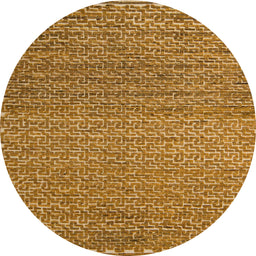 Round Machine Washable Abstract Yellow Rug, wshabs5409