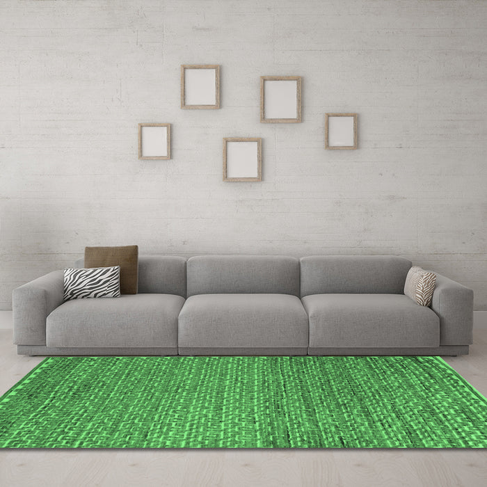 Machine Washable Abstract Emerald Green Modern Area Rugs in a Living Room,, wshabs5409emgrn