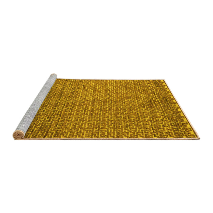 Sideview of Machine Washable Abstract Yellow Modern Rug, wshabs5409yw