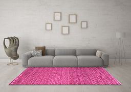 Machine Washable Abstract Pink Modern Rug in a Living Room, wshabs5409pnk