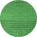 Round Machine Washable Abstract Emerald Green Modern Area Rugs, wshabs5409emgrn