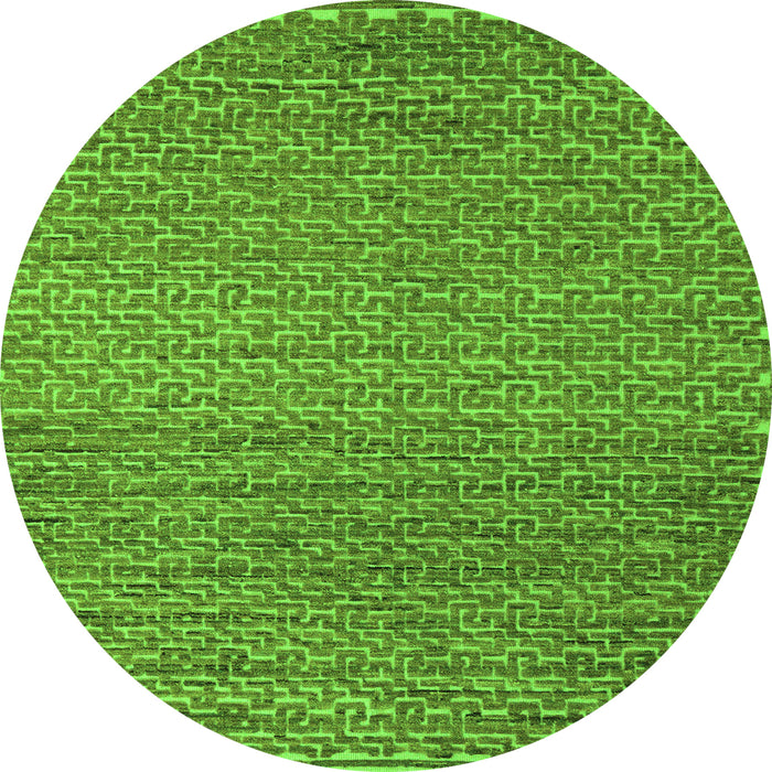 Round Machine Washable Abstract Green Modern Area Rugs, wshabs5409grn