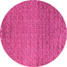 Round Machine Washable Abstract Pink Modern Rug, wshabs5409pnk