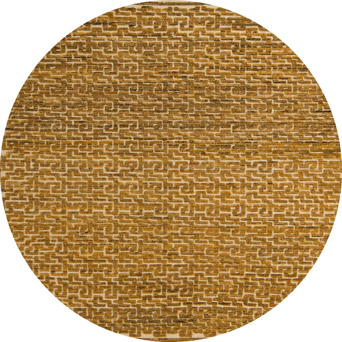 Round Abstract Yellow Modern Rug, abs5409