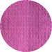 Round Machine Washable Abstract Purple Modern Area Rugs, wshabs5409pur