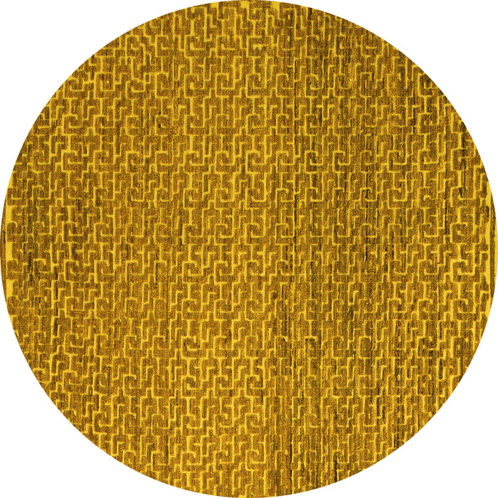 Round Machine Washable Abstract Yellow Modern Rug, wshabs5409yw