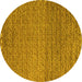 Round Machine Washable Abstract Yellow Modern Rug, wshabs5409yw