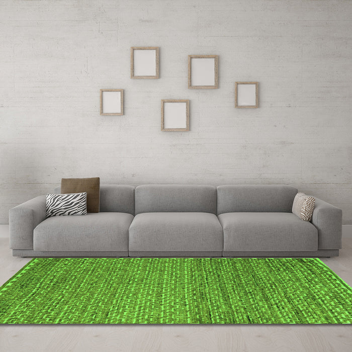 Machine Washable Abstract Green Modern Area Rugs in a Living Room,, wshabs5409grn