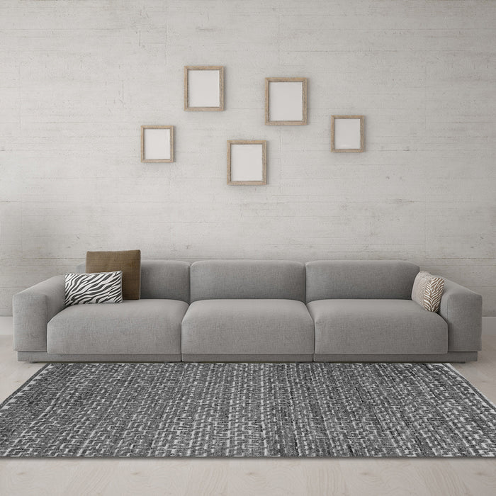 Machine Washable Abstract Gray Modern Rug in a Living Room,, wshabs5409gry