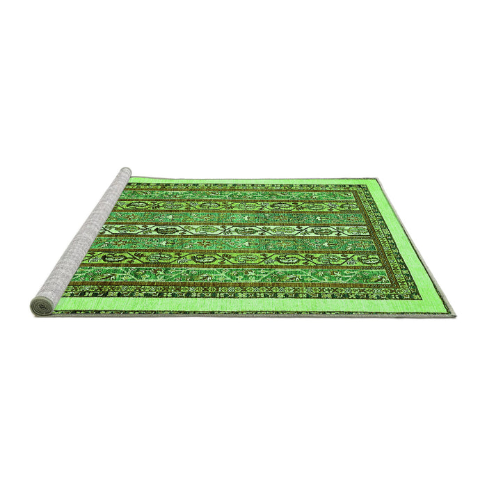 Sideview of Machine Washable Abstract Green Modern Area Rugs, wshabs540grn