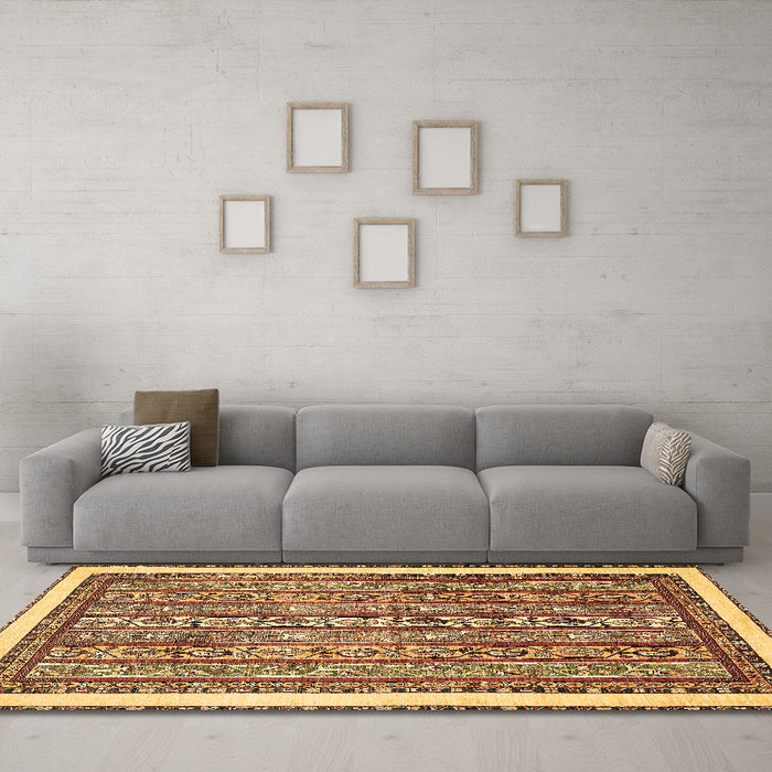 Machine Washable Abstract Brown Modern Rug in a Living Room,, wshabs540brn