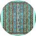 Round Machine Washable Abstract Light Blue Modern Rug, wshabs540lblu