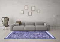 Machine Washable Abstract Blue Modern Rug, wshabs540blu