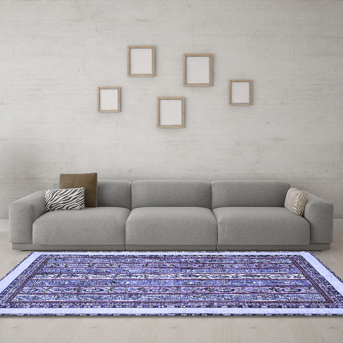 Machine Washable Abstract Blue Modern Rug in a Living Room, wshabs540blu